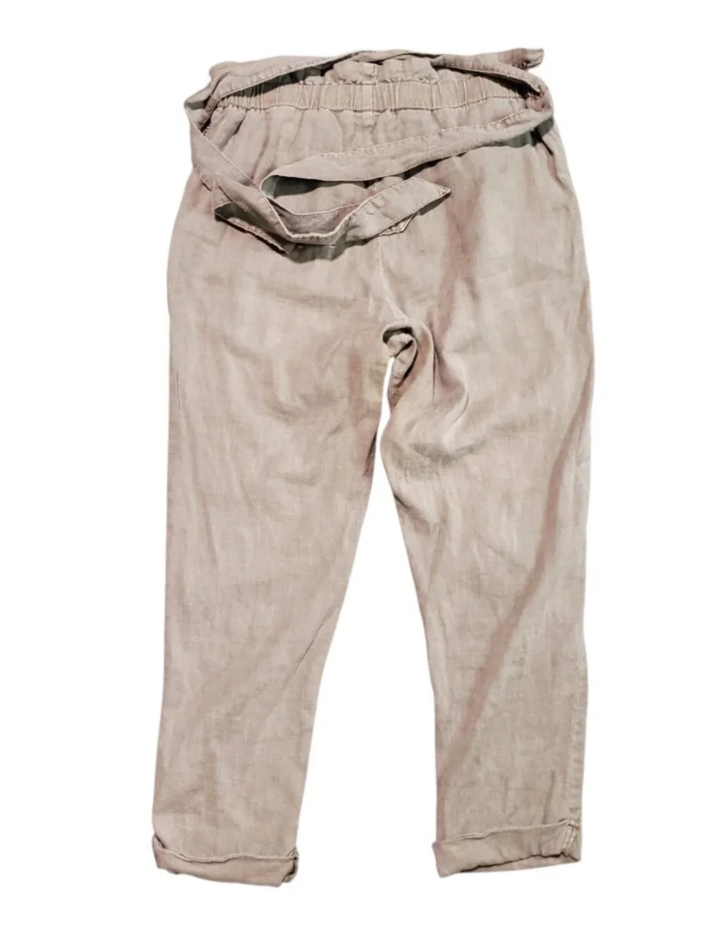 Free People Beige Linen Ankle Jogger Stretch Waist Pants - Picture 2 of 6